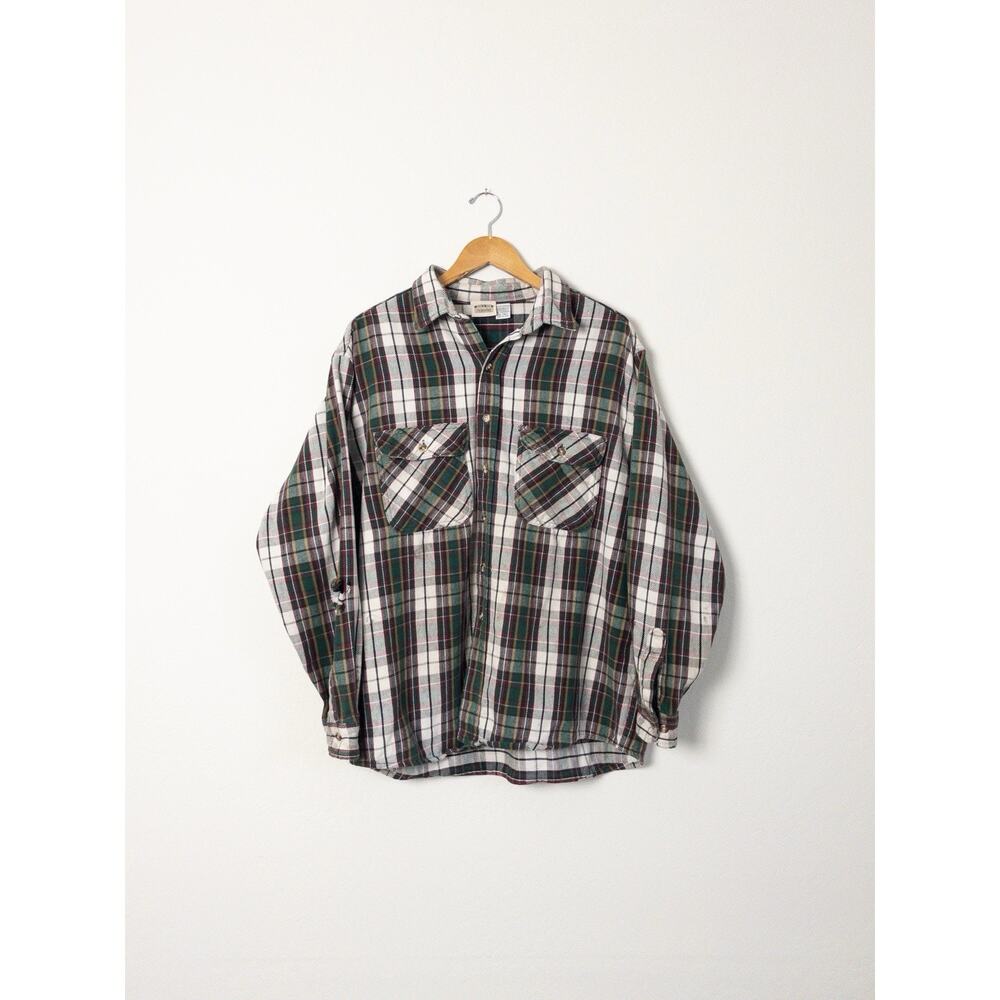 Vintage Thrashed FiveBrother Cotton Multicolor Plaid Flannel Shirt Men XL Tall